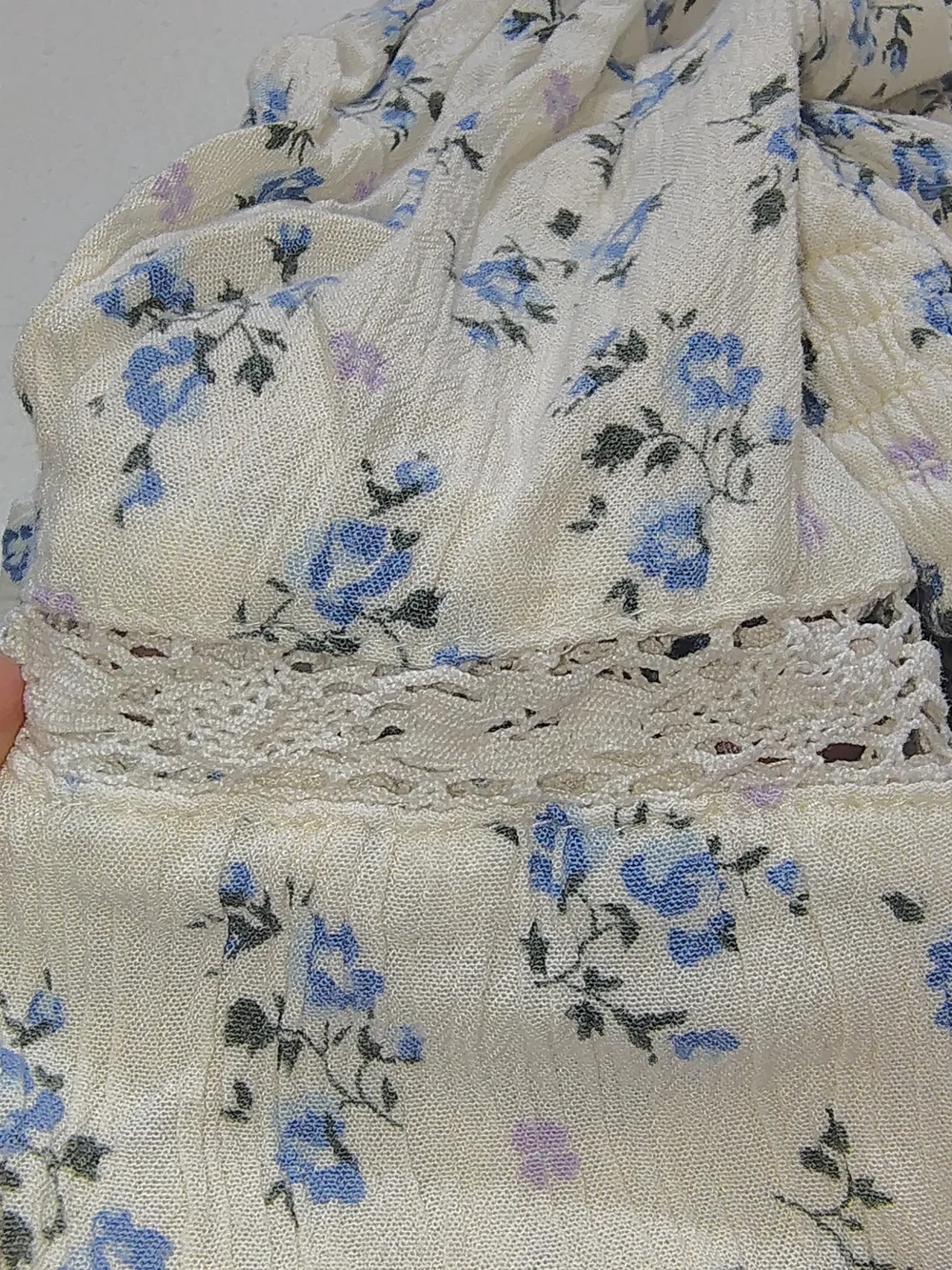 Justice Cream Dress with Blue and Lilac Floral Print 100% Viscose Size 10